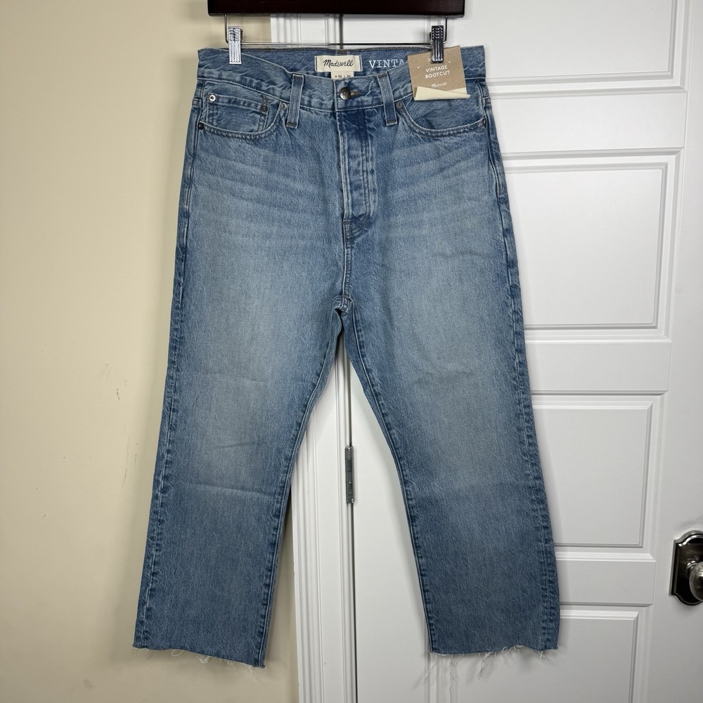 Madewell Vintage Bootcut Jeans Men's 30/30 (32.5/25) Cropped Raw Hem Button Fly
